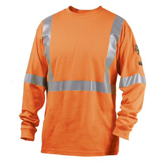NFPA 2112 FR Cotton Knit LS T-Shirt, Orange with Reflective Tape