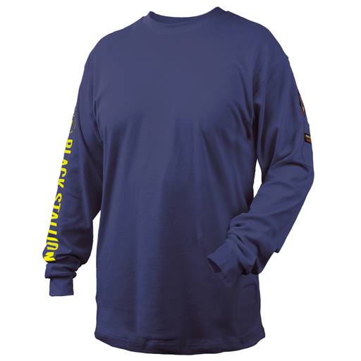 NFPA 2112 & NFPA70E 7 oz. FR Cotton Knit Long-Sleeve T-Shirt, Navy