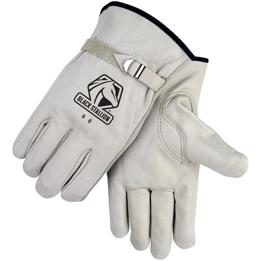 Grain Cowhide Drivers Style Gloves with Pull Strap