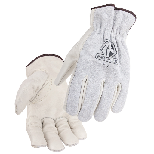 Grain Cowhide Palm Drivers Glove with Split Cowhide Back, Cotton Stitching