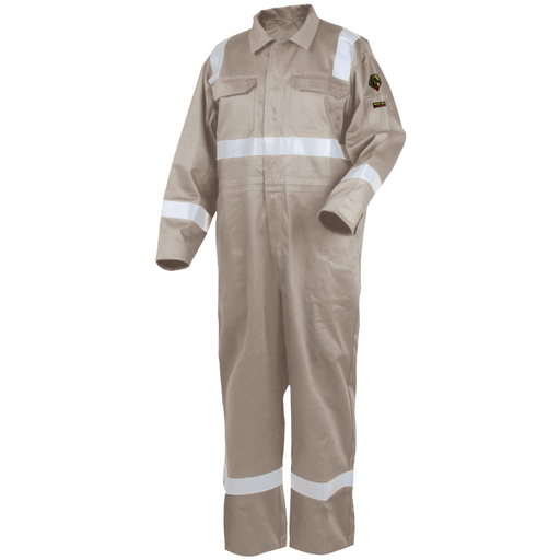 Deluxe 9oz. FR Cotton Coverall, Stone Khaki with 2" Reflective Tape