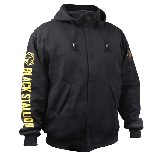 Black Stallion 12 oz. FR Hooded Sweatshirt – Black, Large, AR/FR Cotton, Pullover or Zip Options