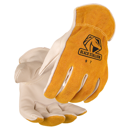 Grain Cowhide Palm Drivers Glove with Cotton Stitching