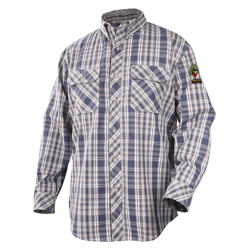 7oz AR/FR Cotton Work Shirt, Blue Plaid