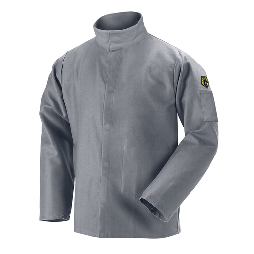 Black Stallion JF2220-GY-XLG 9 oz. FR Cotton Welding Jacket, XL, NFPA 2112 & 70E Certified, CAT 2