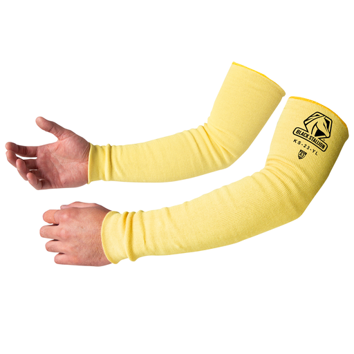 Black Stallion KS-23T-YL A3 Cut-Resistant Para-Aramid Knit Sleeves 23 Inch with Thumb Slot, Yellow