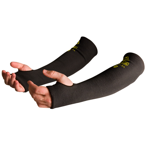 Black Stallion KS-18T-BK A3 Cut-Resistant Para-Aramid Knit Sleeves, 18 Inch Length, Thumb Slot, Black