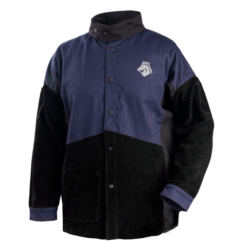 BSX® FR Cotton & Cowhide Hybrid Welding Jacket, Navy & Black