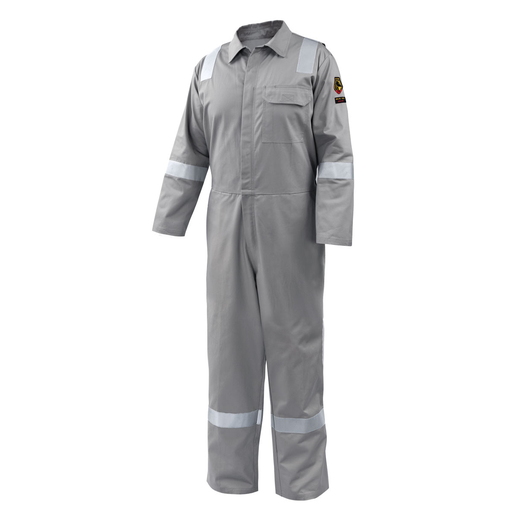 7 oz. Flame-Resistant Cotton Reflective Tape Coveralls (Gray)