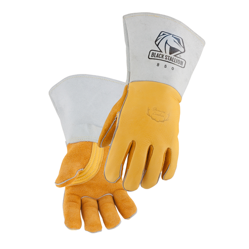 Premium Grain Elkskin Stick glove with Nomex® Lined Back, Gold