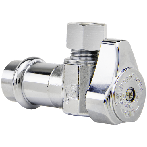 BrassCraft 1/4 in. Turn Angle Valve 1/2 in. Nominal Press Connect Inlet x 3/8 in. OD Outlet