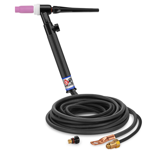 150 Amp Rigid head TIG Torch with Valve, Gas-Cooled, 12.5' superflex cables