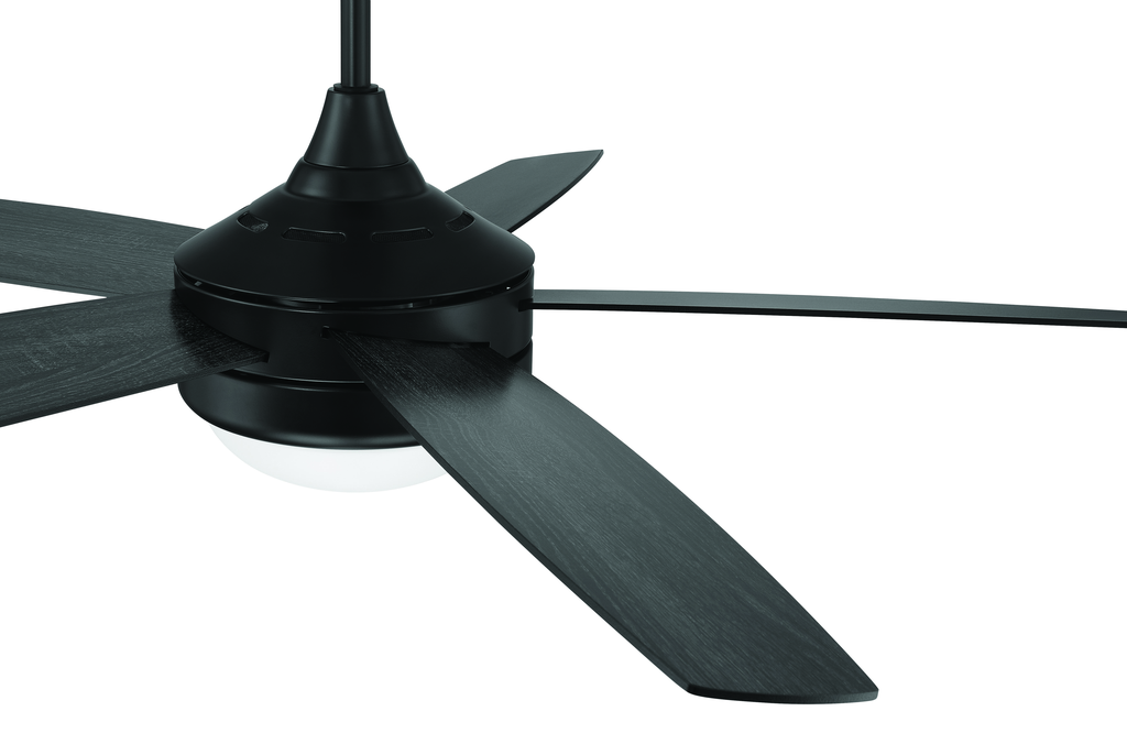 Phaze II 52" 5-Blade Ceiling Fan in Flat Black w/ Flat Black/Greywood Blades; Integrated Light Kit