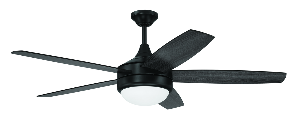 Phaze II 52" 5-Blade Ceiling Fan in Flat Black w/ Flat Black/Greywood Blades; Integrated Light Kit