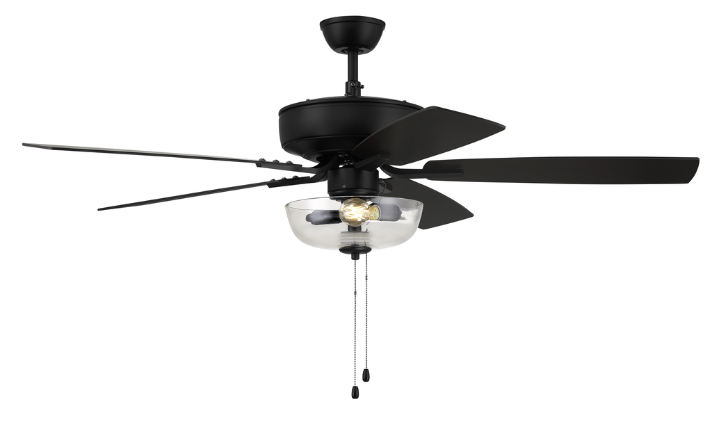 Pro Plus 101 52" 5-Blade Ceiling Fan in Flat Black w/ Flat Black/Grey Wood Blades; Light Kit Included (optional)