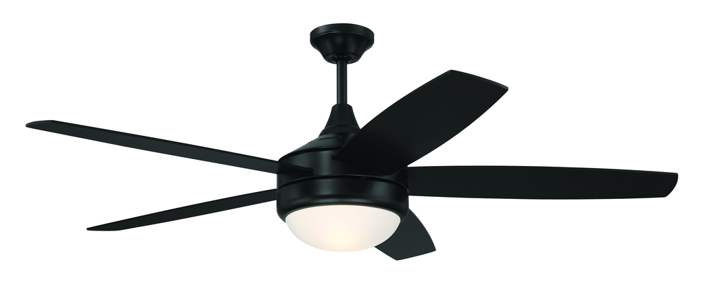 Phaze II 52" 5-Blade Ceiling Fan in Flat Black w/ Flat Black/Greywood Blades; Integrated Light Kit