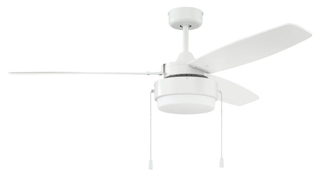 Intrepid 52" 3-Blade Ceiling Fan in White w/ White/Ash Blades; Integrated Light Kit