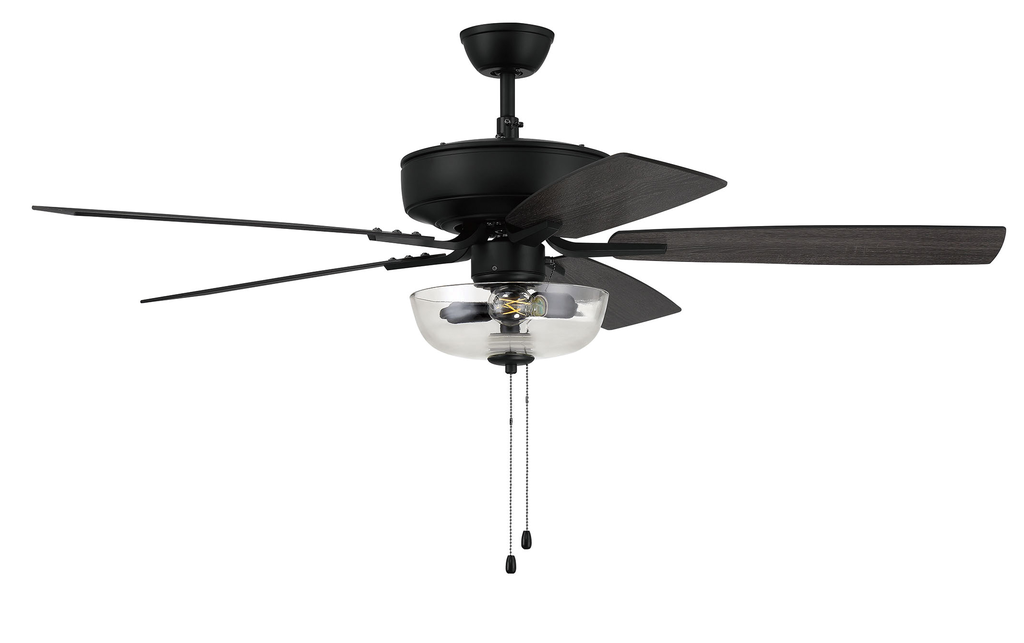 Pro Plus 101 52" 5-Blade Ceiling Fan in Flat Black w/ Flat Black/Grey Wood Blades; Light Kit Included (optional)