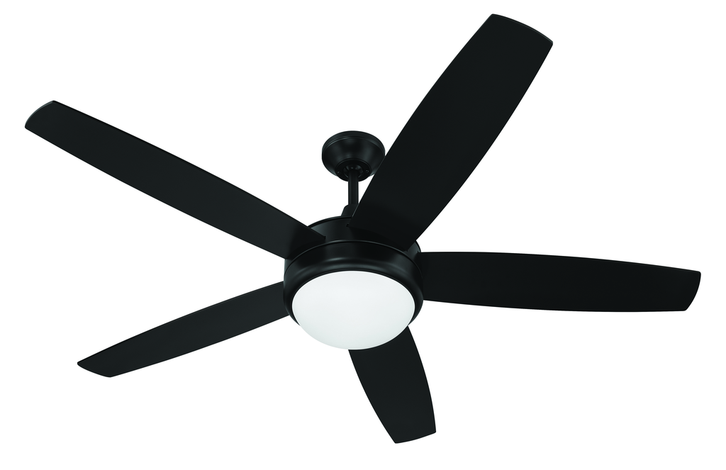 Phaze II 52" 5-Blade Ceiling Fan in Flat Black w/ Flat Black/Greywood Blades; Integrated Light Kit