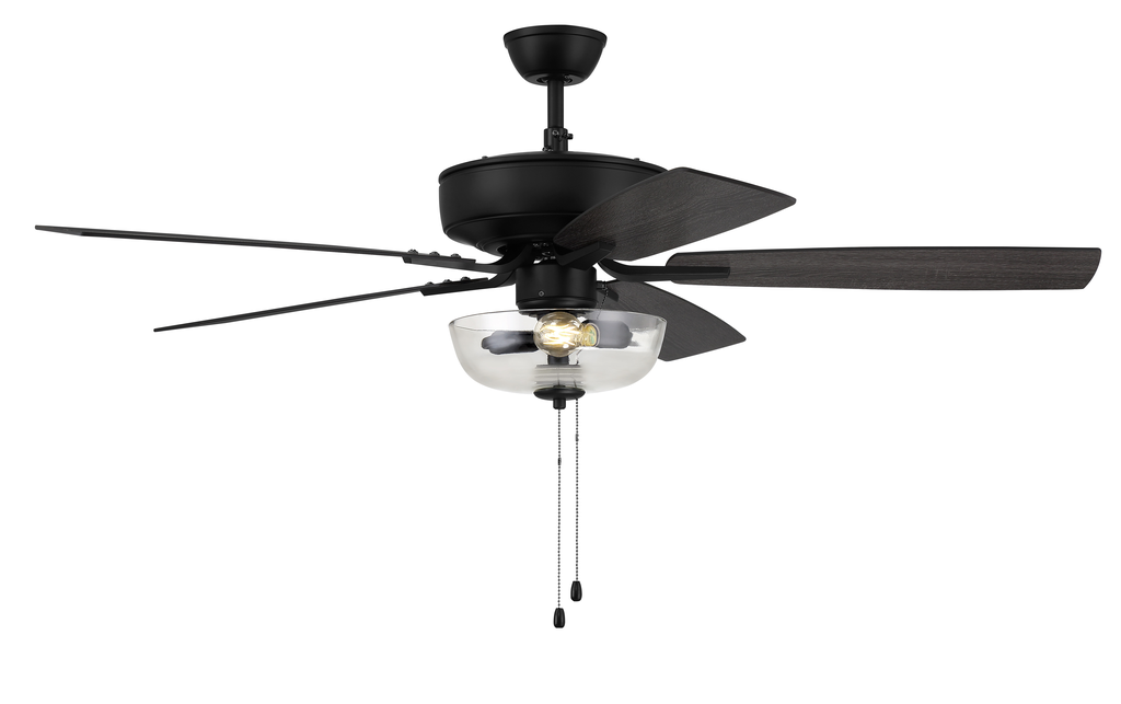 Pro Plus 101 52" 5-Blade Ceiling Fan in Flat Black w/ Flat Black/Grey Wood Blades; Light Kit Included (optional)