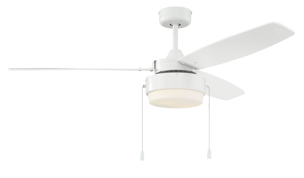 Intrepid 52" 3-Blade Ceiling Fan in White w/ White/Ash Blades; Integrated Light Kit