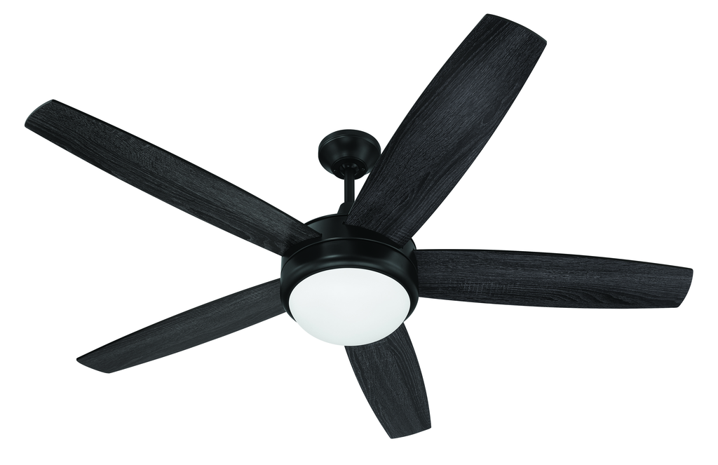Phaze II 52" 5-Blade Ceiling Fan in Flat Black w/ Flat Black/Greywood Blades; Integrated Light Kit