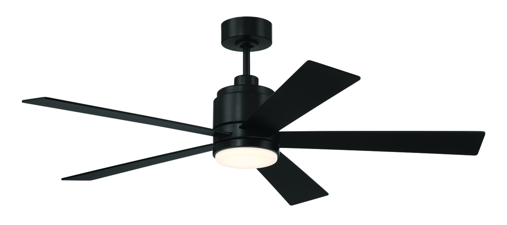 McCoy 52" 5-Blade Ceiling Fan in Flat Black w/ Flat Black Blades; Light Kit Included (optional)