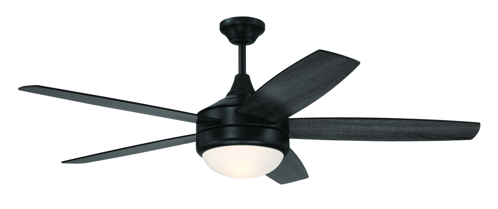 Phaze II 52" 5-Blade Ceiling Fan in Flat Black w/ Flat Black/Greywood Blades; Integrated Light Kit