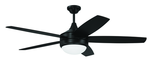 Phaze II 52" 5-Blade Ceiling Fan in Flat Black w/ Flat Black/Greywood Blades; Integrated Light Kit