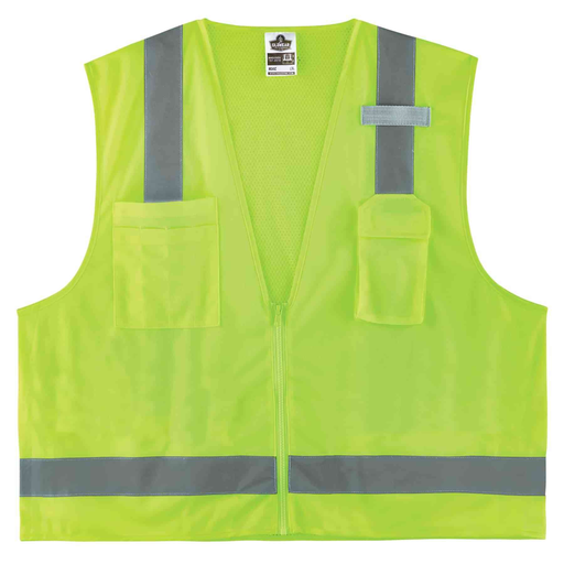 8249Z L/XL Lime Class 2 Economy Surveyors Vest - Zipper