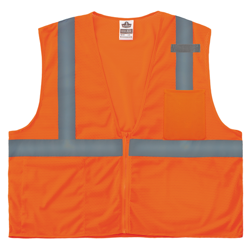 8210Z S/M Orange Class 2 Economy Mesh Vest - Zipper