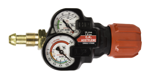 Victor®Model ESS32-15-510 EDGE™ Series 2.0 Heavy Duty/Medium Capacity Acetylene Single Stage Regulator, CGA-510