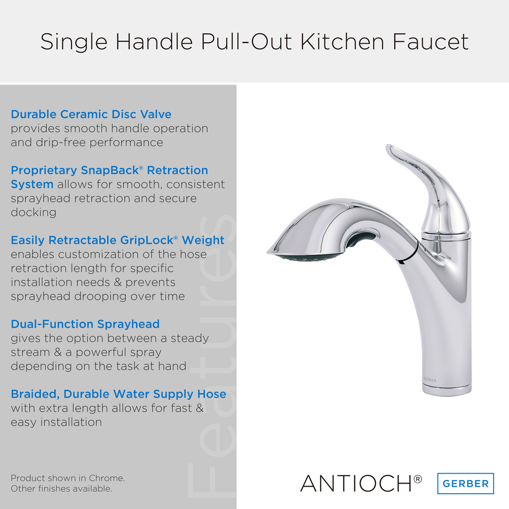 Antioch 1H Pull-Out Kitchen Faucet 1.75gpm Chrome
