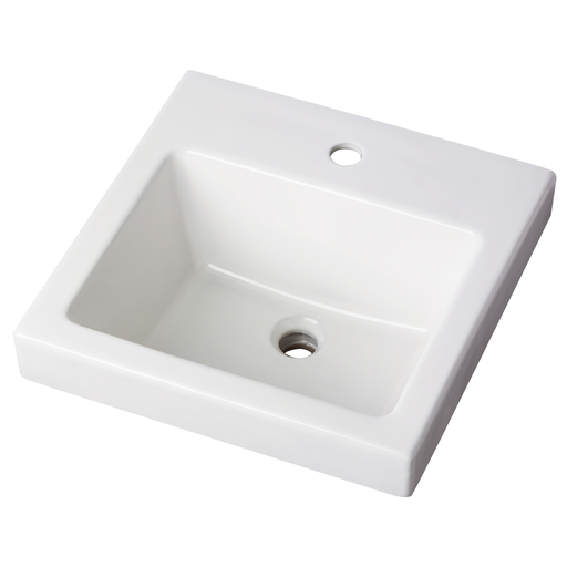 Wicker Park Countertop Lavatory 18"x18" Square Single Hole White