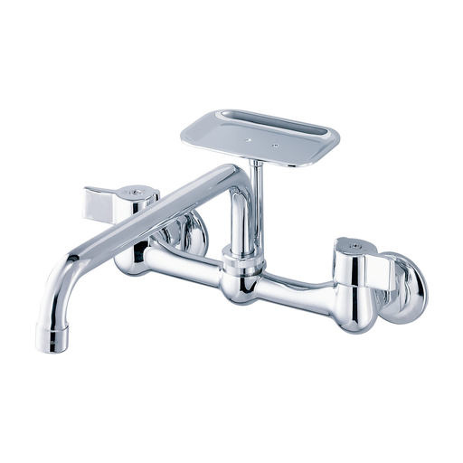 Gerber Classics 2H Wall Mount Kitchen Faucet w/ 8" Spout & Soap Dish 1.75gpm Chrome