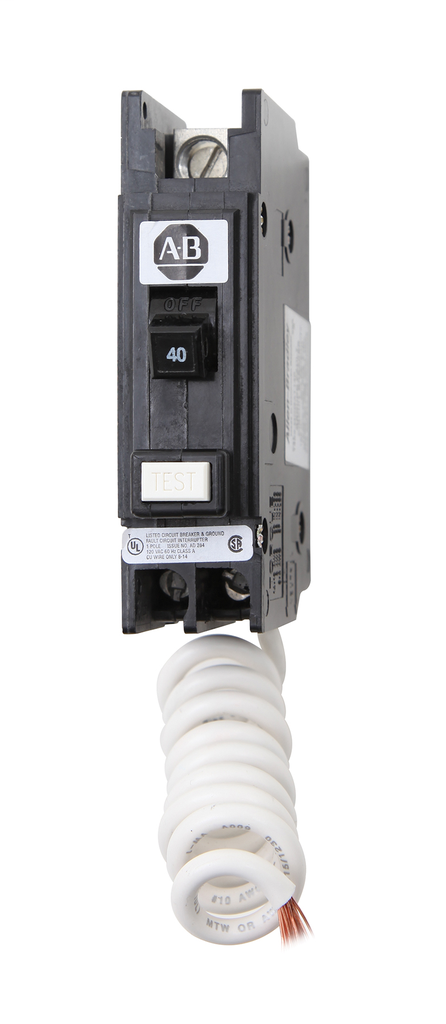1492-MC Circuit Breaker, 1492 Miniature Circuit Breaker, 120 V AC, Ground Fault Equipment Protector (GFEP), Panel mounting, 10 kA, 1 Pole, 30 Amps, Standard Terminal, None