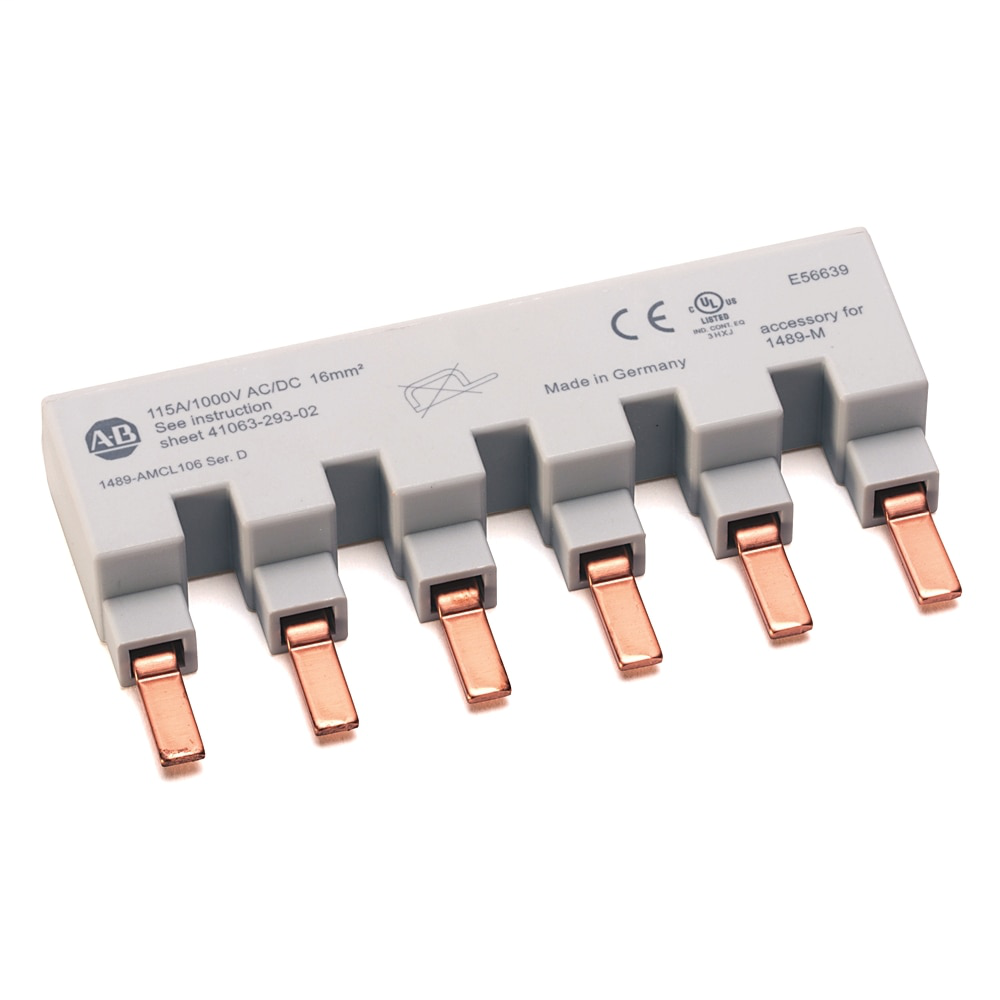1489-M Miniature Circuit Breaker Accessories,, 6 Pins, 6 Circuit Breakers - 1 Phase Bus Bars