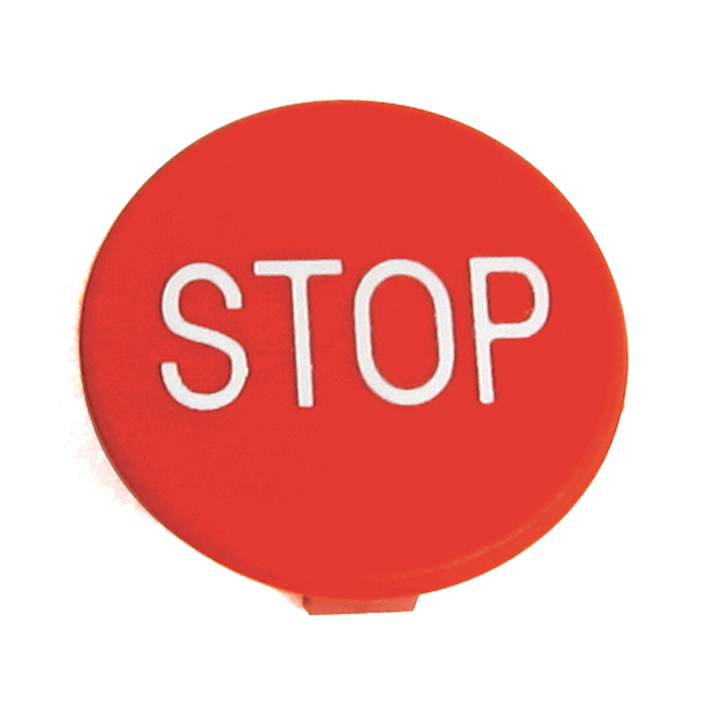 10-printed pushbutton inserts: Red "STOP"