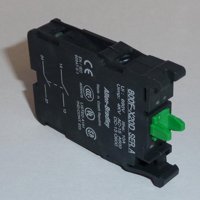 22.5mm PB No Latch, Screw Contact Block, 2 N.O. Double Circuit