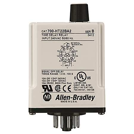 700-HT General Purpose Tube Base Timing Relay, Off Delay Timer, 0.1 to 10 Seconds, DPDT, 240V AC
