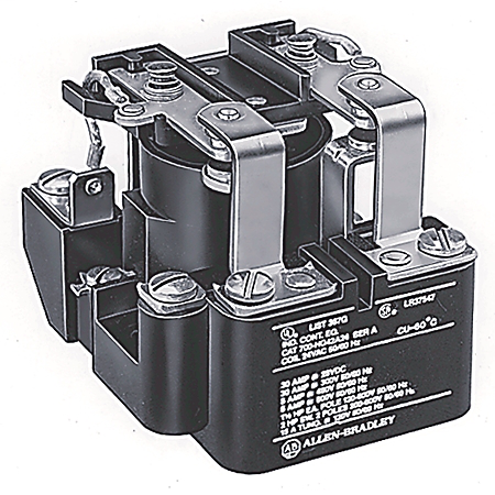 700-HG General Purpose Open-Style Power Relay, DPDT, 120V 50/60Hz, Auxiliary Snap Switch