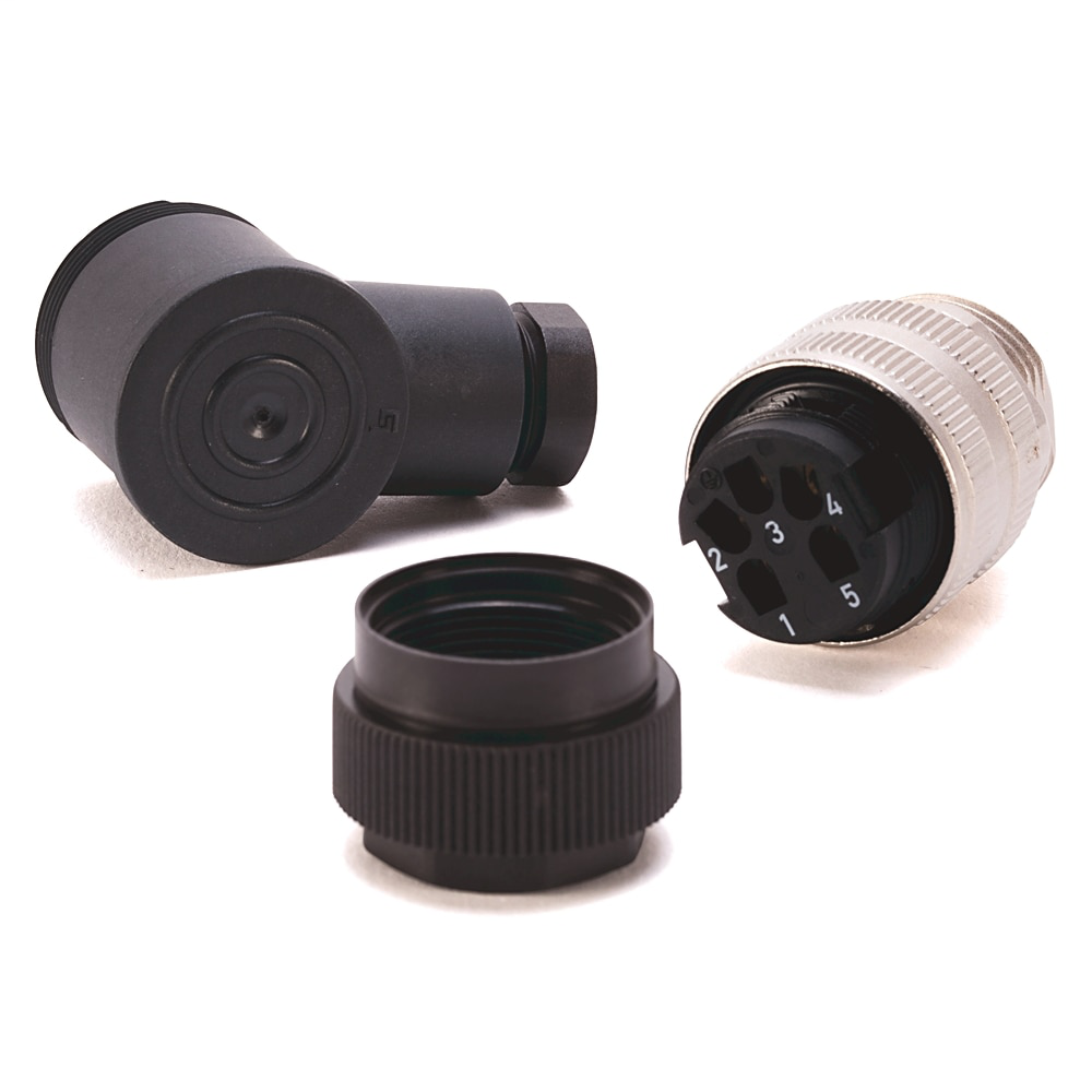 Terminal Chamber, Mini, Right Angle Male, External Threads, 5-Pin, 6-8mm (0.24-0.32 In)