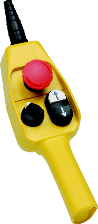 800FC Configured Station, 3 Hole, No Leg Plate, 120V, Pos 1: E-Stop, TTR, No intlk, No boot, Pos 2: Ext. Grn, No Text, No intlk, No boot, Pos 3: Ext. Red, No Text, No intlk, No boot