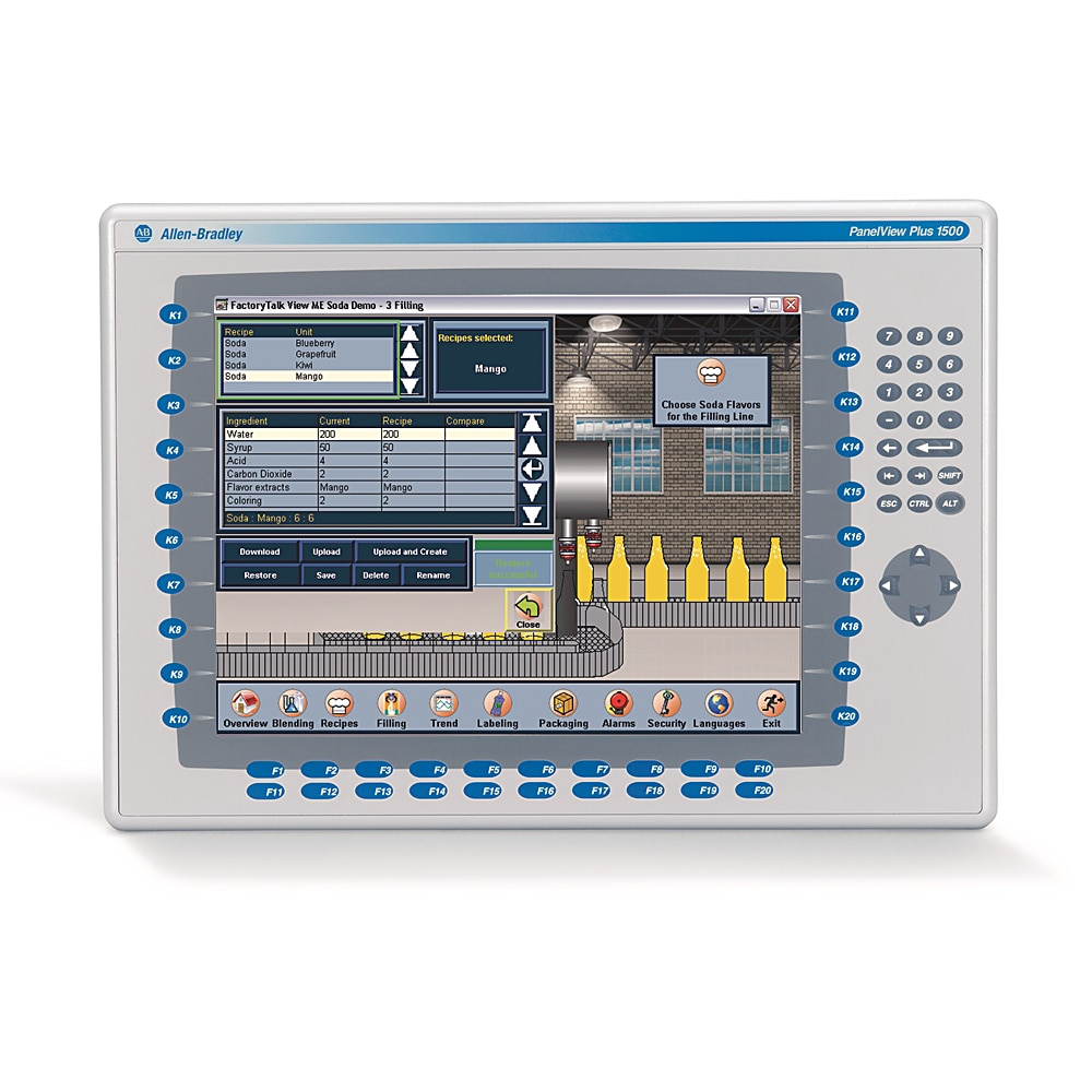 2711 PanelView Plus 6 Terminal, 1500 Model, Keypad/Touch, Color, Standard Communication - Ethernet & RS-232, AC Input, Windows CE 6.0 with Extended Features