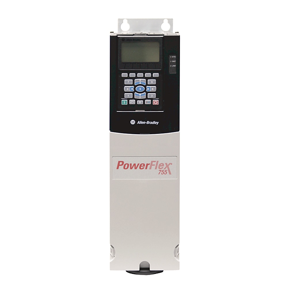 PowerFlex 753 AC Drive, with Embedded I/O, Air Cooled, AC Input with DC Terminals, Open Type/Frame 1, 14 Amps, 10HP ND, 7.5HP HD, 480 VAC, 3 PH, Frame 1, Filtered, CM Jumper Removed, DB Transistor, Blank (No HIM)