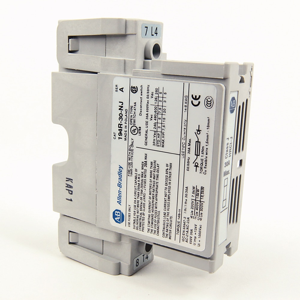 194R Disconnect Switch Accessories, 30A UL Class J and CSA HRCI-J Fused 4th Pole