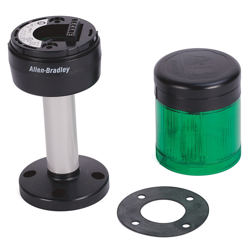 Pre-Assembled Ctl. Tower, 10cm Pole Mount with Cap, Black Housing, 120V AC Full Voltage, Red Flashing Incandescent