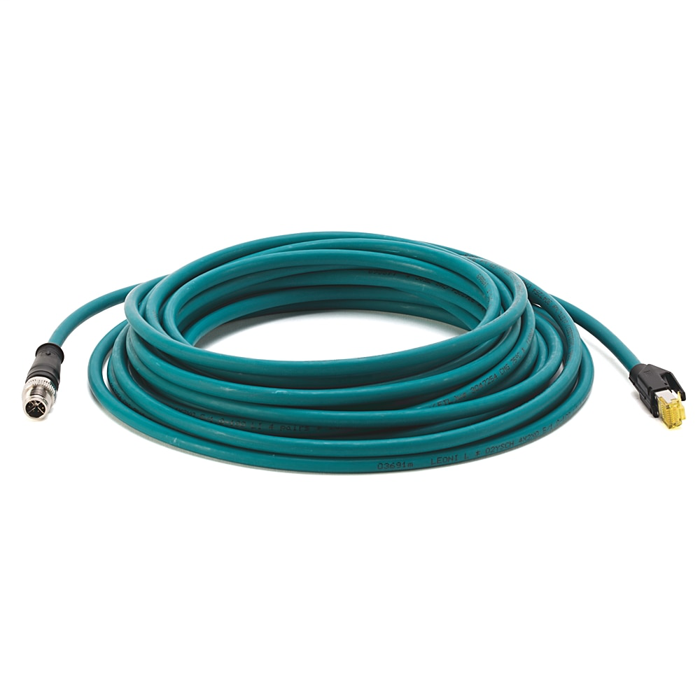 1585 Ethernet Cables, 8 Conductors, M12 X-CODE, Straight Male, Standard, RJ45, Straight Male, Teal PUR, Shielded, 1000BASE-T, 1000 Mbit/s, High Flex, PUR, Halogen Free, 10 million cycles