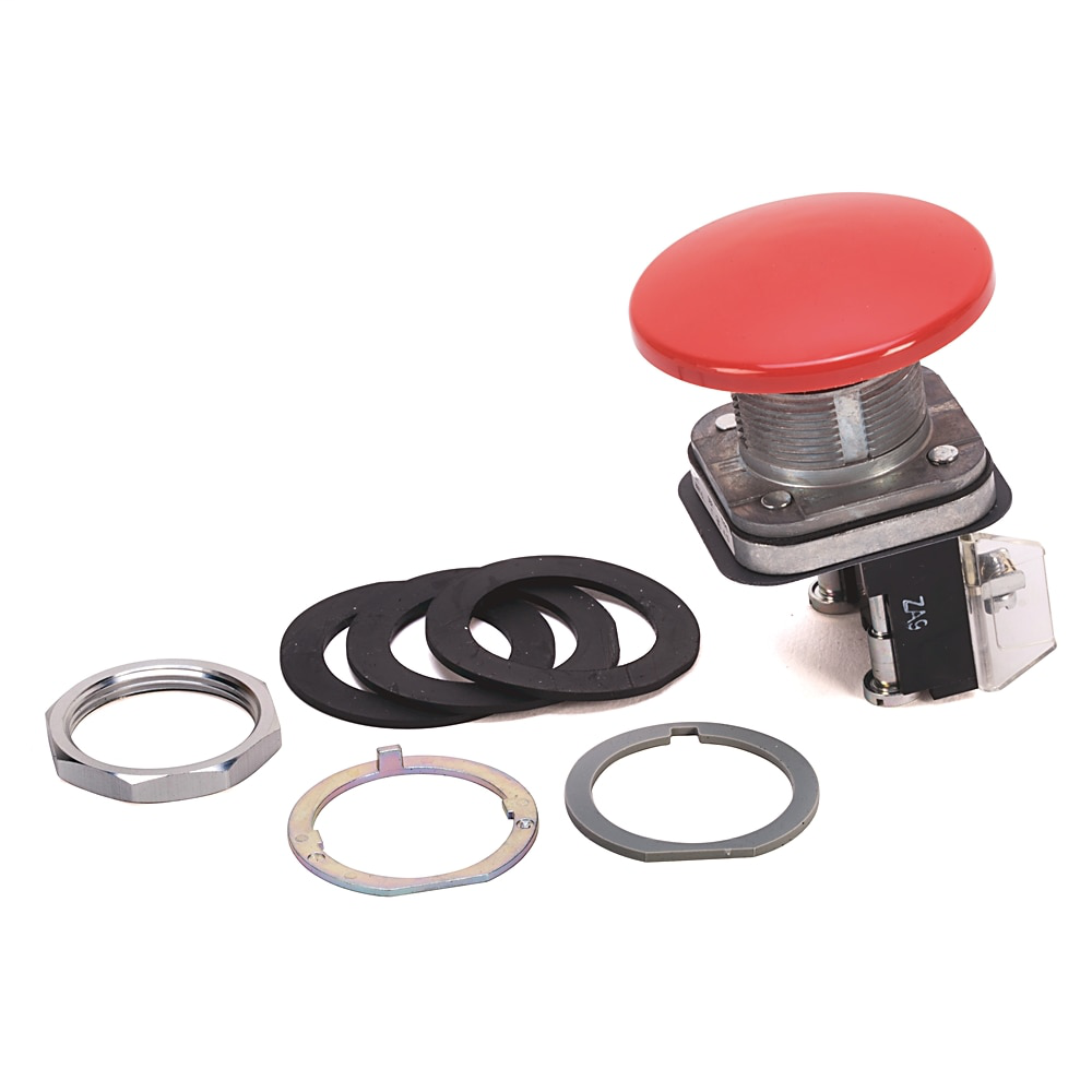 30.5mm Type 4/13 Mom. Contact PB, Non-Illum., Red, Mushroom Hd Jumbo-Plastic, 1 NC
