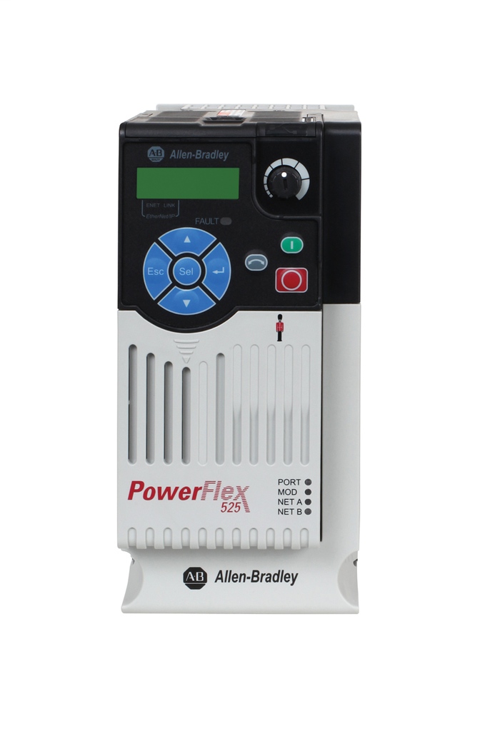 PowerFlex 525 AC Drive, with Embedded EtherNet/IP and Safety, 120 VAC, 1 Phase, 1.0 HP, 0.75 kW Normal Duty; 1.0 HP, 0.75 kW Heavy Duty, Frame B, IP20 NEMA / Open Type, No Filter